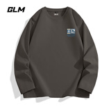 GLM白色长袖t恤男春秋季重磅男装打底衫纯棉吸汗宽松大码男士衣服