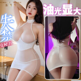 洛蔓希 情趣内衣 性感睡衣制服诱惑油光连体衣紧身透视装大码睡裙免脱丁字裤 夫妻刺激房事变态情趣用品