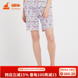 铜牛家居睡衣春夏棉汗布印花女短裤中年标准居家短裤VD003 幻影花海-白-玫红 S (160/85)