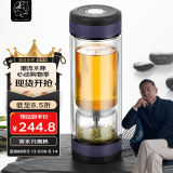 茶之恋茶杯茶水分离男女士红茶绿茶杯便携过滤双层玻璃杯高档生日礼物 藏蓝色360ml1只