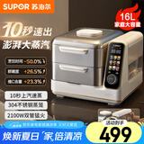 苏泊尔（SUPOR）电蒸锅 可拆洗分体式 多功能家用不锈钢电热锅 16L大容量双层蒸笼多用途锅ZN30FC866