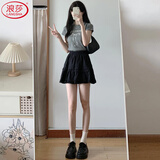 浪莎蕾丝蛋糕短裙女2026新款芭蕾风a字半身裙小个子高腰甜美蓬蓬裙子