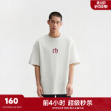 CHINISM  CH赤尘美式简约凉感短袖t恤男士夏季潮牌宽松休闲半袖情侣上衣 花灰色 L