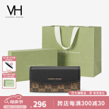 VANESSA HOGAN  VH女包PVC长款钱包小众多功能钱夹复古手拿包520礼物送女友 黑色