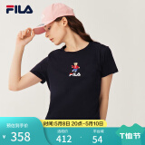 FILA 斐乐女装官方女士短袖T恤夏季休闲运动内搭t恤运动上衣 传奇蓝-F51W328152FNV S （160/80A/S）