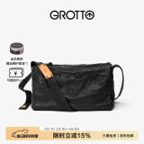 GROTTO个乐黑石包经典大容量植鞣绵羊皮单肩斜挎通勤软包男女款520礼物 黑石L（黑标）