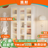 盛耐钢制书柜带玻璃门靠墙书架儿童多层置物架零食柜客厅展示柜储物柜