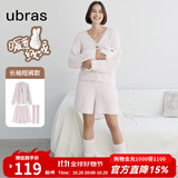 ubras【虞书欣同款】兔绒绒开襟家居服套装厚款女加绒睡衣冬季女 【长袖短裤套装】粉晨色 M
