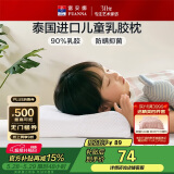 富安娜乳胶枕 泰国进口抗菌儿童乳胶护颈枕 天然乳胶枕芯 一只装44*27cm
