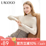 lagogo多巴胺多色修身软糯针织衫女拉谷谷2024冬新款半高领打底衫 杏色(K5) M 160/38