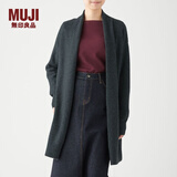 无印良品 MUJI 女式 含牦牛绒毛圈花式线长开衫长袖针织衫毛衣女装W9AA052 炭灰色 M-L (165/88A）