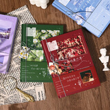 子亦油画风笔记本文艺复古笔记本手账本高颜值加厚精装本女孩摘抄精致磁扣本日记本记事本开学文具 北岛初晴【横线内页】