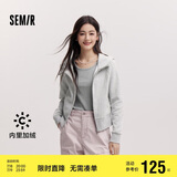 森马（Semir）外套女短款插肩袖小个子潮2024冬季加绒紧身连帽夹克109724108015