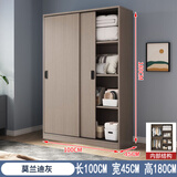 简易衣柜家用卧室小户型新款2025爆款柜子出租房屋用推拉门挂衣橱 2门【莫兰迪卡】长100cm衣柜 组装【送货到楼下 自行安装】