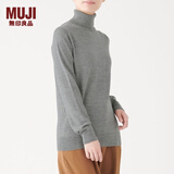 无印良品 MUJI 女式 天竺 高领毛衣 长袖针织衫 灰色 L