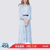 MeetMetro玛依尔法式仙女连衣裙女2025春新款高端气质纯欲风裙子礼服长裙 浅蓝【现货】 L
