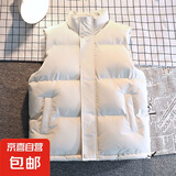 羽绒服马甲女秋冬新款休闲百搭简约外穿保暖背心马甲 W03-象牙白 L