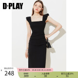 DPLAY2025夏季新款黑色连衣裙女修身吊带裙长裙小黑裙气质沙滩裙 经典黑 XL