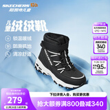 Skechers斯凯奇儿童绒绒靴雪地靴保暖男童棉鞋防寒加绒高帮女童靴660092L 男童/黑色/白色/BKW 37
