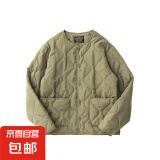 内胆棉衣男冬季阿美咔叽美式复古工装棉袄绗缝无领棉服外套 绿色555-CPH XL 【建议120-140斤】