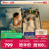 酷豆丁婴儿床可折叠便携式拼接大床移动多功能宝宝床 P999N月光灰旗舰款
