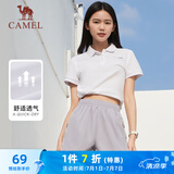 骆驼（CAMEL）棉感透气运动短袖T恤女简约POLO衫 C45225L2004A5 白色 L