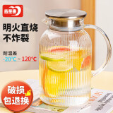 青苹果耐热玻璃水壶 可明火直烧凉水壶冷水壶花茶壶泡茶围炉煮茶壶1.6L