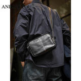 ANDSEEYOU品牌斜挎包男新款真皮男士单肩包横款牛皮背包复古休闲斜挎包七夕 黑色 现货