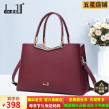 danxilu包包女包真皮斜挎手提包女士大容量婚包喜婆婆包母亲节礼物送妈妈 9593枣红色