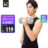 Keep 彩色浸塑哑铃 男士女士家用家庭健身肌肉塑形轻重量岩石灰 4kg*2