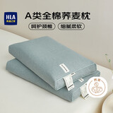海澜之家（HLA）天然荞麦枕全棉枕头芯家用一对 透气安睡枕高度可调颈椎枕 青绿
