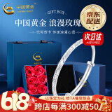 中国黄金（CHINA GOLD）银手镯足银999满天星手镯女实心推拉银镯子时尚款520送女朋友礼物 【京速达】满天星手镯【约20g±1g】玫瑰礼盒