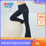 特步（XTEP）儿童童装女童弹力喇叭裤透气舒适针织长裤 纯正黑 160cm