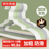 京东京造 无痕晾衣架宿舍加粗衣服架成人挂衣服撑子 30支 灰