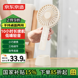 京东京造手持桌面两用便携式手持小风扇usb充电静音大风力电风扇随身小型户外露营迷你桌面电风扇玄米白