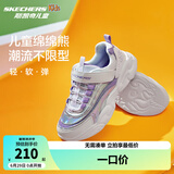 Skechers斯凯奇儿童运动鞋秋冬镭射熊猫鞋轻便防滑大童男女跑步鞋302576L 白色/薰衣草色/WLV/镭射 36