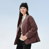 雪中飞轻薄短款羽绒服打底女小V领鸭绒保暖舒适短外套 棕褐色 L