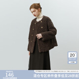 FANSILANEN范思蓝恩美拉德穿搭棕色仿羊羔毛外套女秋冬短款毛绒外套22FS4231 巧克力棕 L