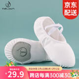 铁箭（TIEJIAN）舞蹈鞋女童免系带软底芭蕾猫爪成人儿童练功形体鞋中国舞鞋大码男 白色 36/22cm