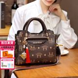 喵小姐轻奢高端品牌女士手提包包女新款单肩斜挎包生日礼物送妈妈小方包 咖色(专柜正品印花包通勤高级感小众)