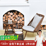 紫叶（ziye）阳台休闲桌椅现代简约藤编茶几组合卧室客厅小户型单人沙发椅子 1沙发椅+脚凳+茶几
