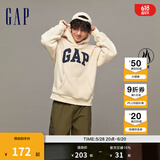 Gap男女装LOGO仿羊羔绒落肩袖卫衣美式休闲保暖连帽衫807084 米黄色 L (185/104A)