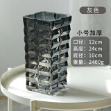 军英（JUNYING） 军英 玻璃花瓶彩色磨砂透明水培植物插花瓶客厅餐厅摆件花瓶 JY825灰色花瓶12*24CM 24cm 1只装