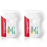 高露洁（Colgate）进口全效牙线 微蜡薄荷细滑扁线剔牙线签清牙缝异味不易断 薄荷含蜡扁线50mx2 裸装
