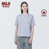 无印良品（MUJI）女式 天竺编织圆领短袖T恤上衣打底衫女款内搭多巴胺女装 灰色BB2P6C4S L (165/88A)