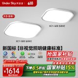 UNDERSKY天空见超薄吸顶灯护眼灯卧室灯客厅灯儿童房全光谱小方灯 双卧套餐1
