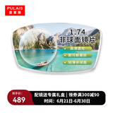 普莱斯（pulais）近视眼镜片防辐射非球面树脂超薄加硬绿膜 1.74超薄 200-800度