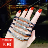 【5元5件更划算】1条装网红超闪水钻马尾扣头绳高级头发圈小皮筋 黑色一字水钻皮筋1条