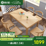 锦巢实木餐桌椅组合北欧日式小户型饭桌橡胶木长方形吃饭桌子YF-2310 原木色（默认发实木牛角椅）椅子样式请联系客服备注 一桌4椅(1.3米)