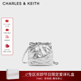 CHARLES&KEITH迷你菱格流浪包单肩斜挎双肩包包女包生日母亲节礼物CK2-60782390 Silver银色 S